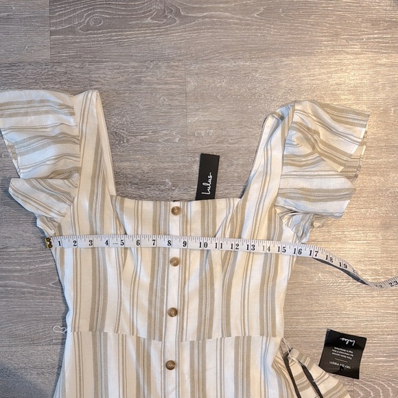 BNWT Lulus Mediterranean Moves White Striped Flutter Sleeve Midi Dress - Picture 11 of 14